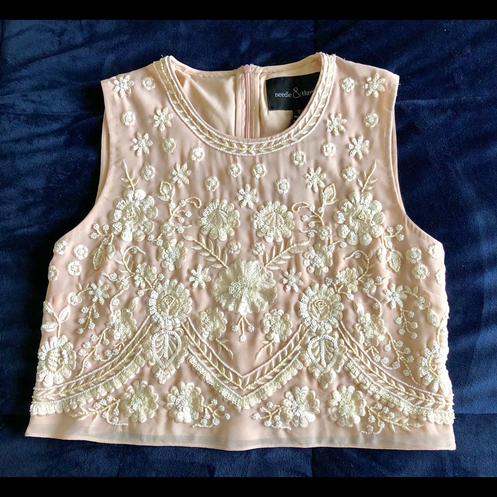 NWT Needle & Thread Blush Embroidery Motif Blouse